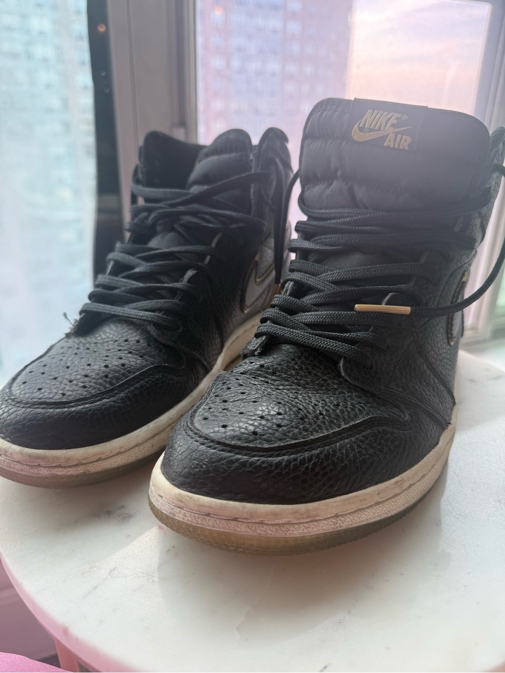 Nike Air Black Leather High-Top Sneakers with White Midsole
